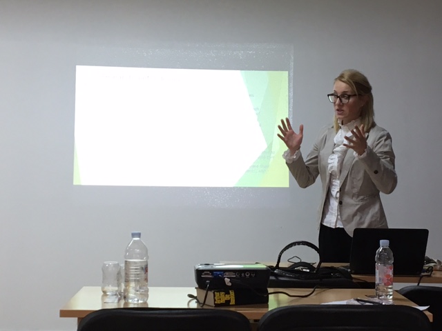 Dean of UACS School of Foreign Languages, Assoc. Prof Marjana Vaneva, PhD presents at the University ‘Goce Delcev’ Stip